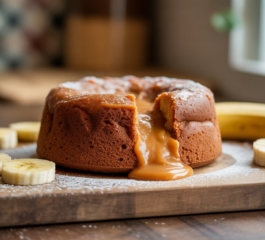 BOLINHO DE BANANA COM DOCE DE LEITE FOFINHO