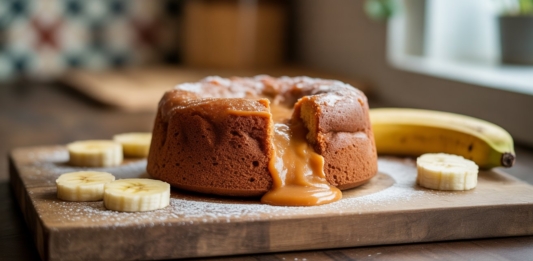 BOLINHO DE BANANA COM DOCE DE LEITE FOFINHO