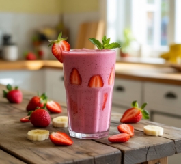 VEJA O MELHOR SMOOTHIE DO MUNDO –  MORANGO COM BANANA