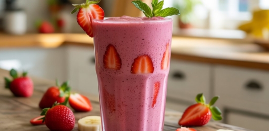 VEJA O MELHOR SMOOTHIE DO MUNDO –  MORANGO COM BANANA